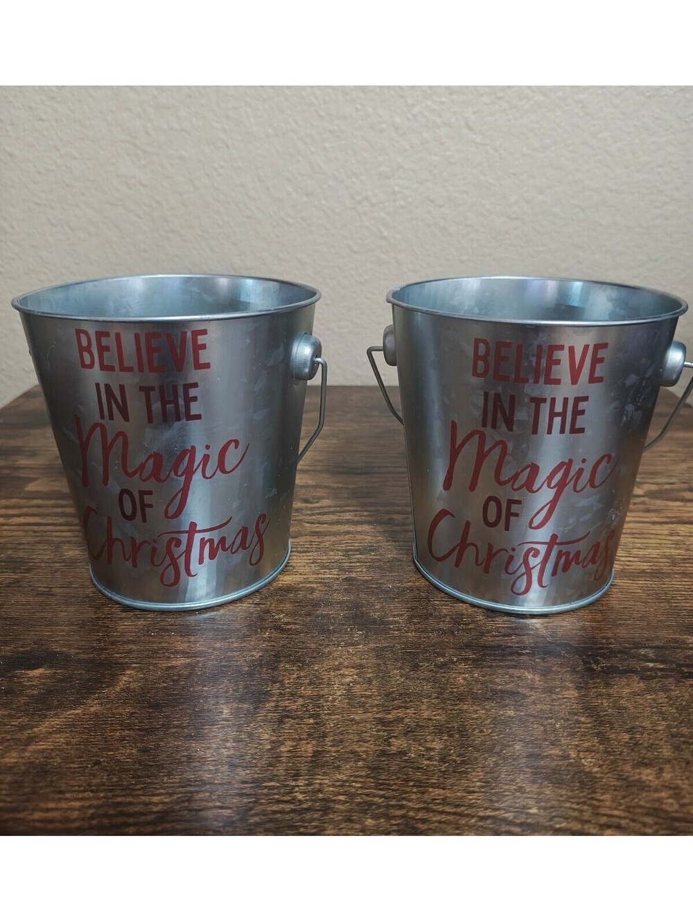 Mini Christmas Galvanized Metal Tin Pail Buckets